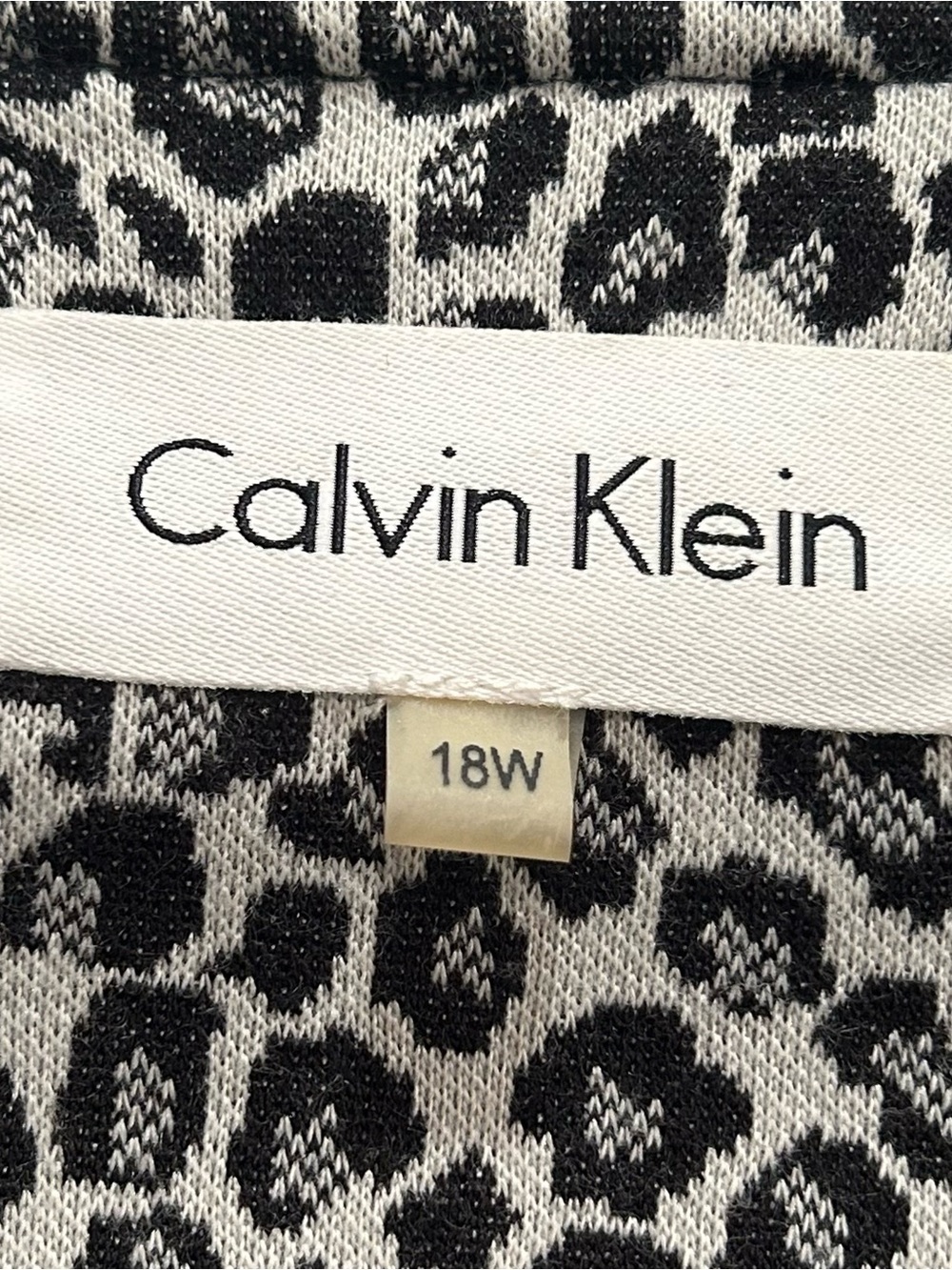 Calvin Klein Black & White Leopard-Print Draped Coat Jacket - Picture 2 of 5